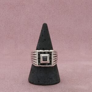 sterling silver channel-set black cz signet ring size 9.5